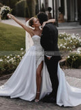 Lace Wedding Dress With Detachable Train,Sheath Sweetheart Neckline Wedding Gown,WD00916