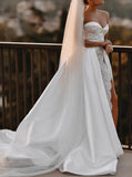 Lace Wedding Dress With Detachable Train,Sheath Sweetheart Neckline Wedding Gown,WD00916