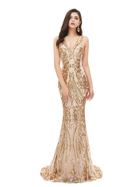 Fitted Prom Dresses,Sequined Evening Dress,PD00471