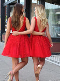 A-line Sweet 16 Dresses,Lace Sweet 16 Dresses,Red Homecoming Dresses,SW00008