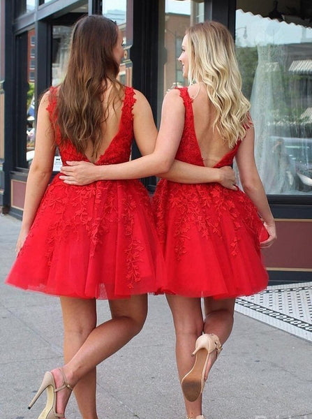 A-line Sweet 16 Dresses,Lace Sweet 16 Dresses,Red Homecoming Dresses,SW00008