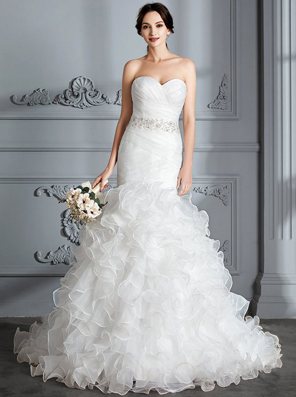 Mermaid ruffle wedding outlet dress