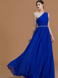 One Shoulder Bridesmaid Dresses,Chiffon Bridesmaid Dresses,Long Bridesmaid Dress BD00001