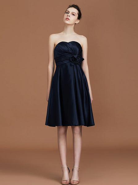 Dark Navy Bridesmaid Dresses,Short Bridesmaid Dress,Sweetheart Bridesmaid Dress,BD00228