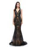 Fitted Prom Dresses,Sequined Evening Dress,PD00471