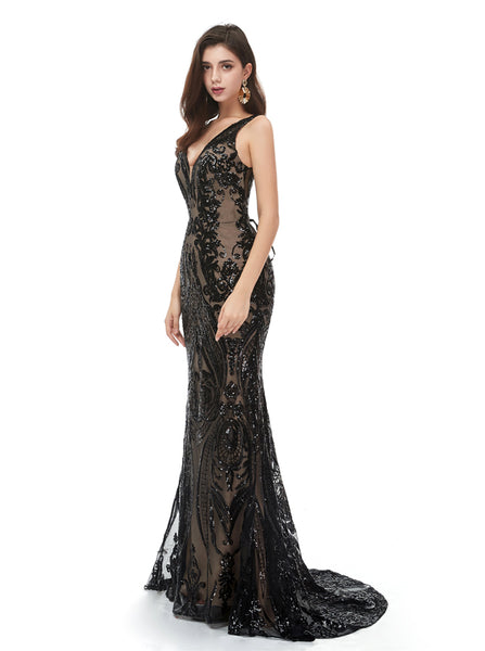 Fitted Prom Dresses,Sequined Evening Dress,PD00471