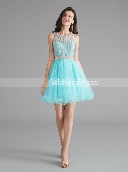 A-line Tulle Homecoming Dresses for Teens,Graduation Dress Short,HC00198