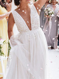 Boho Destination Bridal Dress,Open Back Tulle Wedding Dress,WD00658