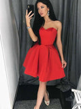 Red Homecoming Dresses,Satin Homecoming Dress,Short Homecoming Dress,HC00097