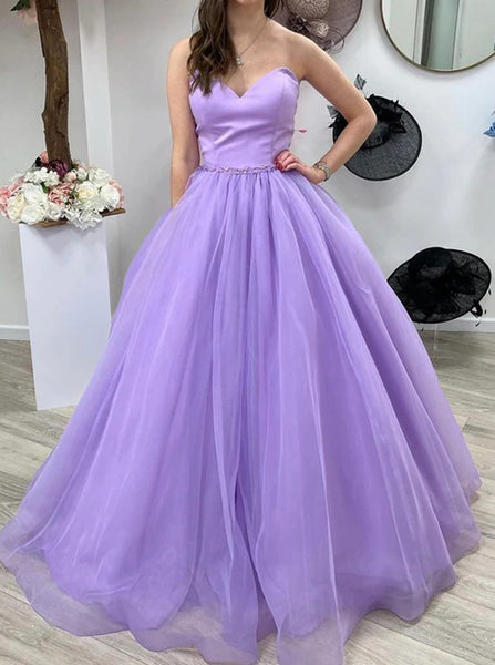 Lilac Sweetheart Prom Gown,Simple Tulle Sweet 16 Dress,PD00503