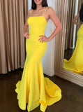 Yellow Open Back Evening Dress,Multi-Strap Dress,PD00508