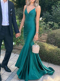 Mermaid V-neck Formal Dress,Spaghetti Straps Prom Dress,PD00532