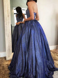 A-line Halter Neckline Prom Dress with Pockets,Formal Glitter Dress,PD00540