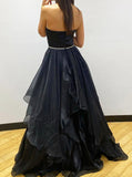 A-line Black Prom Dress,Strapless Sweetheart Neck Formal Gown,PD00544