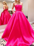 Classic Strapless Prom Dress,A-line Satin Prom Dress,PD00607