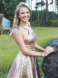 Sequined Homecoming Dresses,Halter Homecoming Dress,Short Cocktail Dress,HC00017