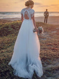 Boho Wedding Dress,Destination Cutout Back Bridal Dress,WD00663