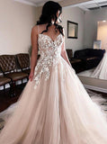 A-line Wedding Dress with spaghetti straps,Sheer Back Wedding Dress,WD00666