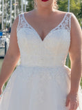 Plus Size Wedding Dress with Corset Back,A-line Tulle Wedding Gown,WD00668