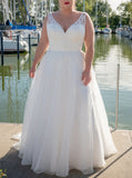 Plus Size Wedding Dress with Corset Back,A-line Tulle Wedding Gown,WD00668