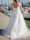 Plus Size Wedding Dress with Corset Back,A-line Tulle Wedding Gown,WD00668