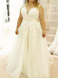 Plus Size Wedding Dress,A-line V-neck Bridal Dress,WD00678