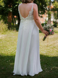 Plus Size Floor Length Wedding Dress,Summer Outdoor Chiffon Wedding Dress,WD00697