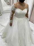 Princess Plus Size Wedding Gown,Long Sleeve Plus Size Bridal Gown,WD00708