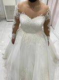 Princess Plus Size Wedding Gown,Long Sleeve Plus Size Bridal Gown,WD00708