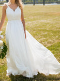 Beach Wedding Dress Open Back,Chiffon Bridal Dress,WD00734