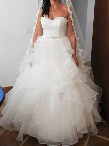 Tiered Skirt Bridal Gown,Sweetheart Neckline Wedding Dress,WD00738