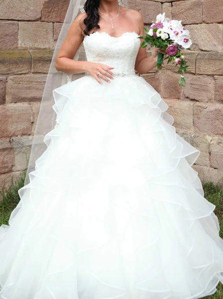 Tiered Skirt Bridal Gown,Sweetheart Neckline Wedding Dress,WD00738