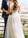 A-line Tulle Wedding Dress,Destination Bridal Dress,WD00739