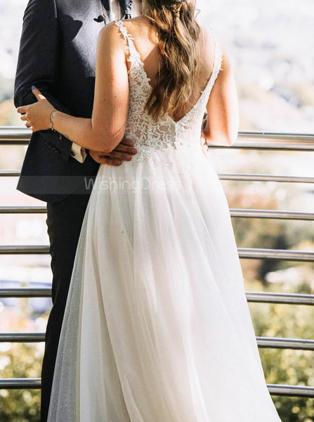 A-line Tulle Wedding Dress,Destination Bridal Dress,WD00739