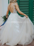 A-line Wedding Dress,Open Back Boho Wedding Dress,WD00740