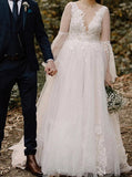 Flounce Sleeves Wedding Dress,Elegant Bridal Dress,WD00743