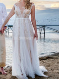 Beach Bridal Dress,Illusion Tulle Wedding Dress,WD00746