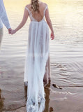 Beach Bridal Dress,Illusion Tulle Wedding Dress,WD00746