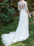 Lace Wedding Dress,Half Length Sleeve Wedding Dress,WD00751