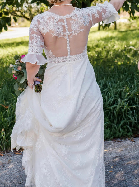 Lace Wedding Dress,Half Length Sleeve Wedding Dress,WD00751