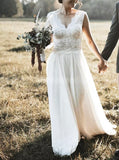 Outdoor Tulle Bridal Dress,Scalloped Neckline Wedding Dress,WD00762