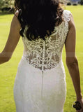 Cutout Train Illusion Back Bridal Gown,Slim Flare Wedding Gown,WD00768