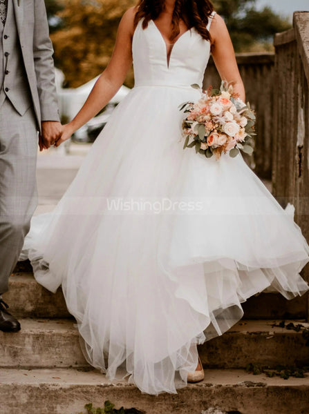 Casual Plunging Neck Bridal Dress,Outdoor Bridal Dress,WD00772