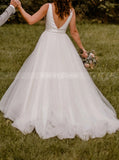 Casual Plunging Neck Bridal Dress,Outdoor Bridal Dress,WD00772