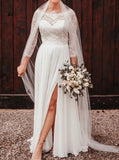 Casual Chiffon Wedding Dress with Sleeves,Destination Dress for Engagement Photo Shoot,WD00774