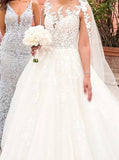 Illusion Neckline Wedding Dress,A-line Wedding Gown,WD00776