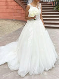 Illusion Neckline Wedding Dress,A-line Wedding Gown,WD00776