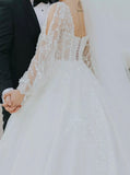 Illusion Sleeves Sweetheart Neck Wedding Gown,Bishop Sleeve Wedding Gown,WD00777