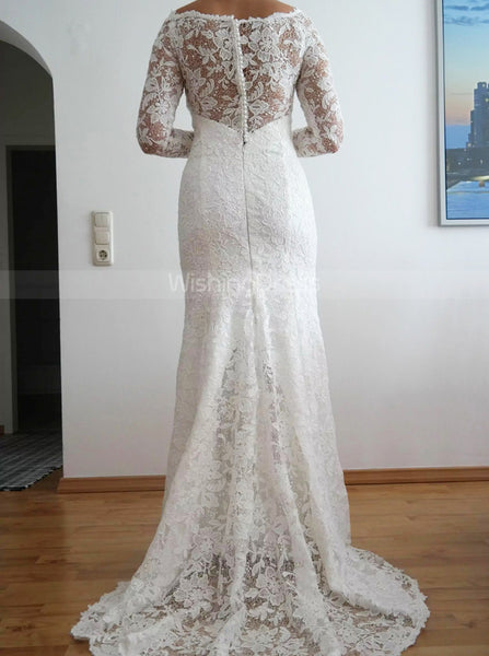 Long Sleeve Wedding Dress,Lace Fit and Flare Bridal Dress,WD00790