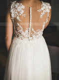 Illusion Back Bridal Dress,A-line Garden Wedding Dress,WD00791